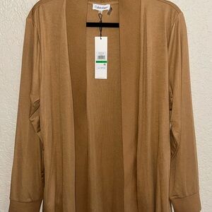 Calvin Klein Tan Cardigan Sweater Lightweight Open Front